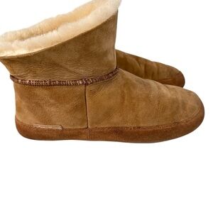 Eddie Bauer Faux Fur Leather Slippers Womens Size 10 Booties Grandmacore Cozy